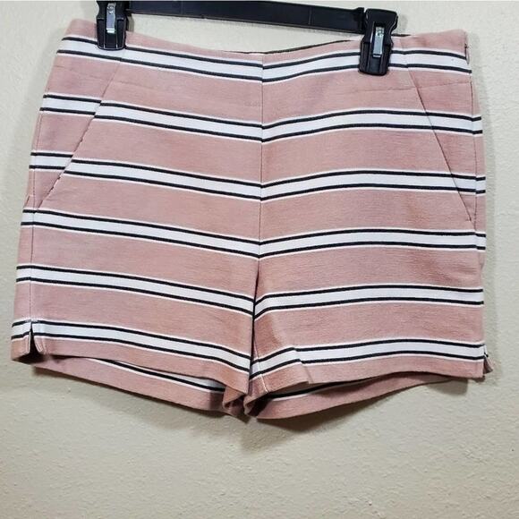 Loft blush pink, black, & white striped jacquard cotton 4" shorts size 6 - Picture 3 of 7